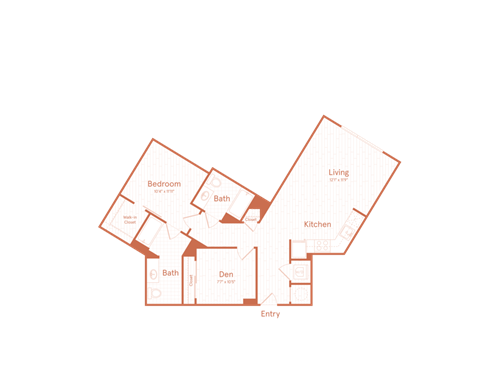 A diagram of a house layout with labeled rooms such as Bedroom, Bath, Kitchen, Living room, and Entry.